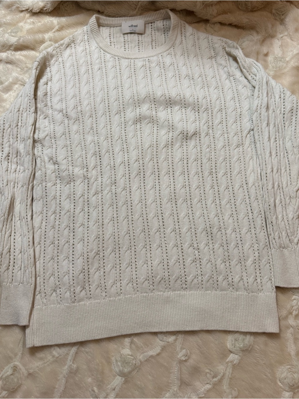 Wilfred Cream Openwork Knit “Library” Sweater